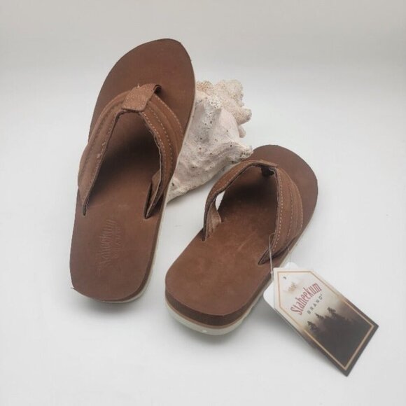 Men's Leather Beachcomber Flip Flop Sandals Size 11 - Picture 2 of 4